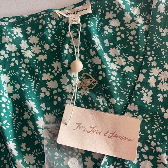 NWT For Love & Lemons Green White Floral Crop Top Size Small‎ - Picture 5 of 8